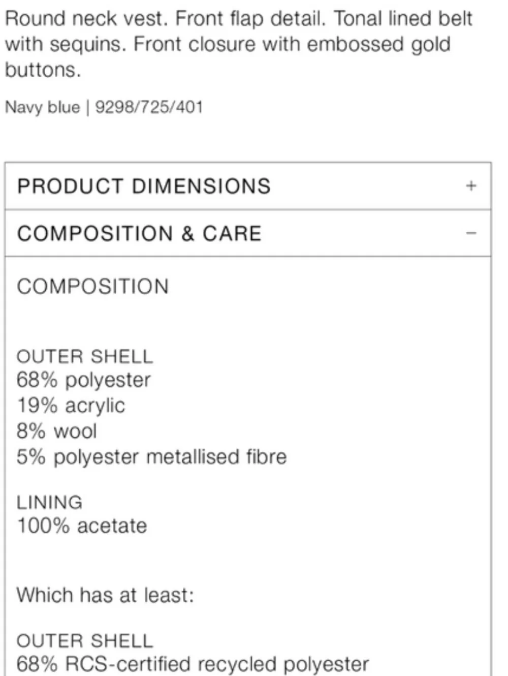 Zara Belted Seqiin Structured  Vest Navy  Size M - Picture 12 of 13